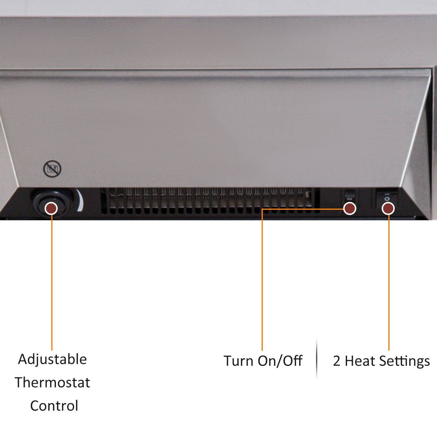 2KW Stainless Steel Electric Fireplace Pebble Burning Effect Heater Fire Flame Indoor Stove LED Lighting