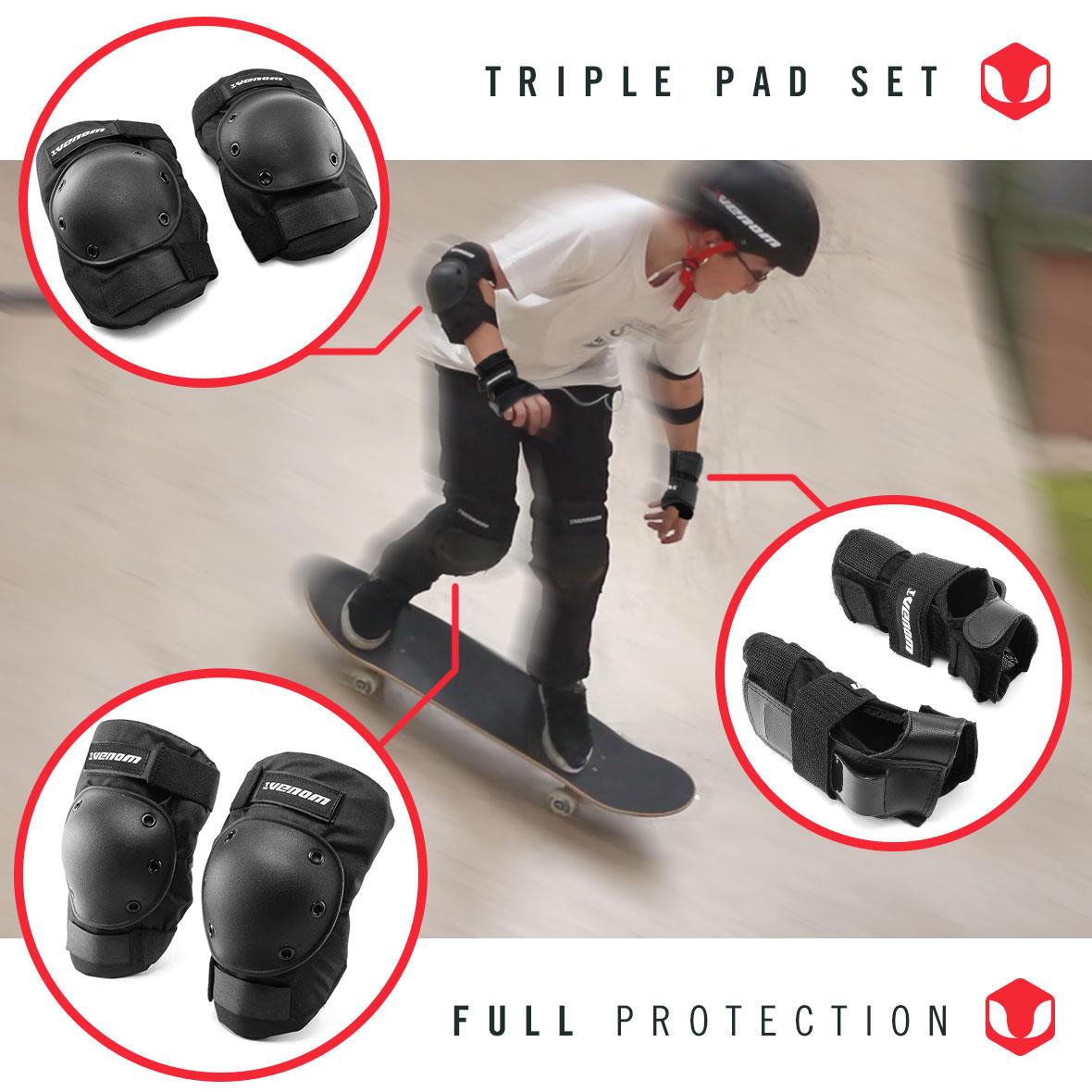 Venom Triple Knee/Elbow/Wrist Pad Set - Adult/Junior