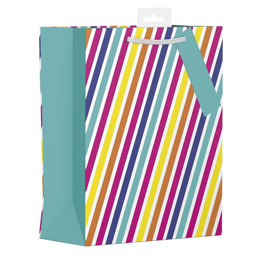 Medium Gift Bag with Rainbow Stripes Design (W215 x H265 x D100 mm)