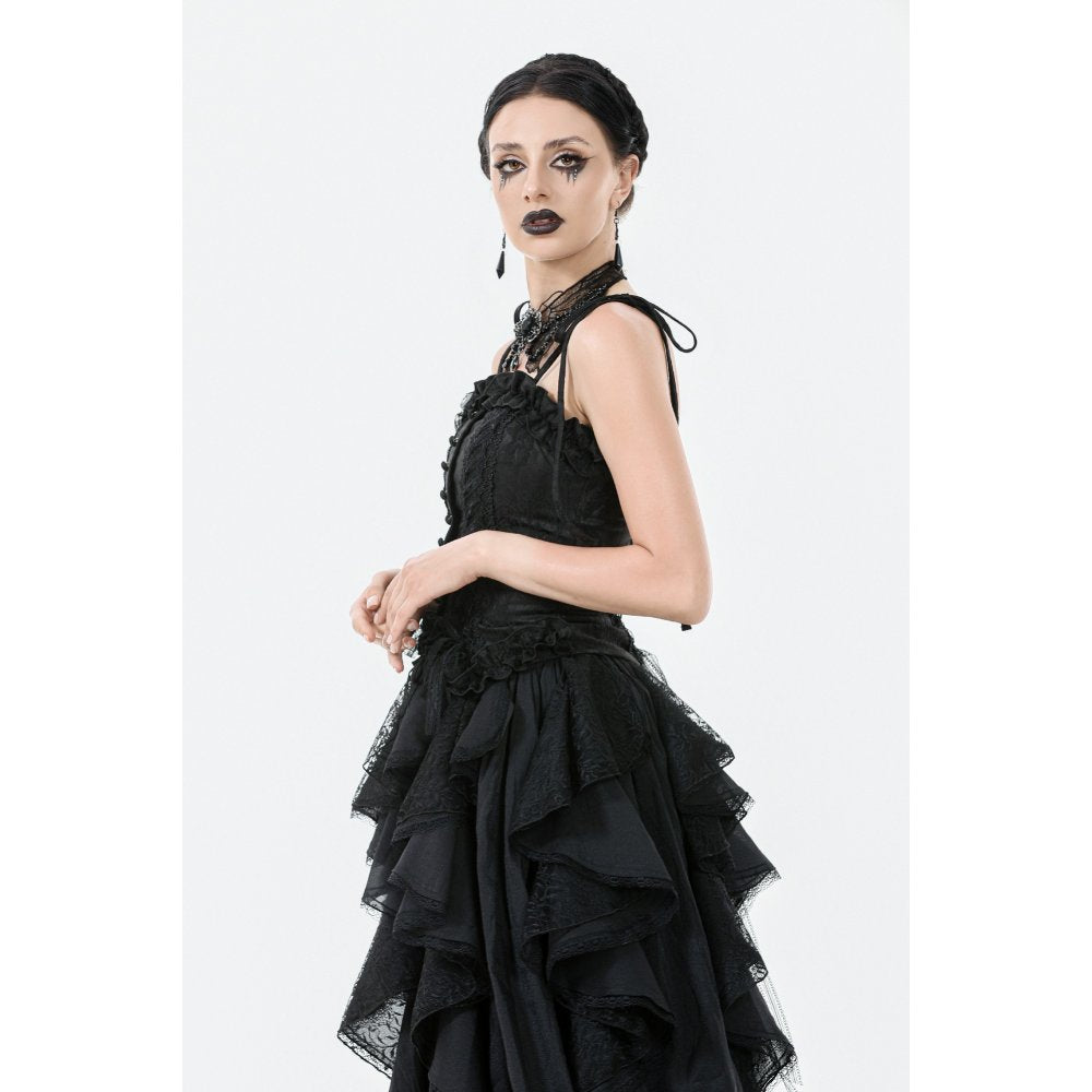 Dark in Love Selene Ruffled Floral Jacquard Corset Top