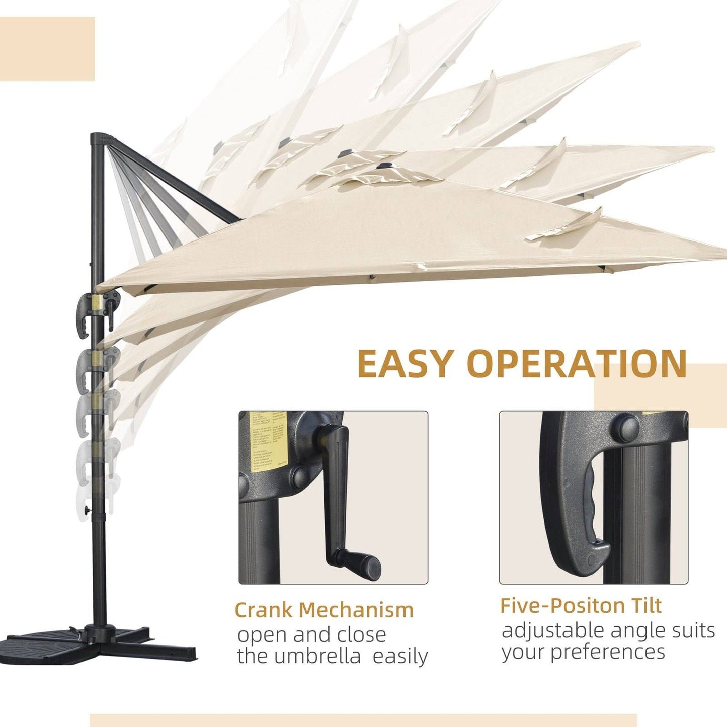 2.7m Square Overhanging Cantilever Umbrella