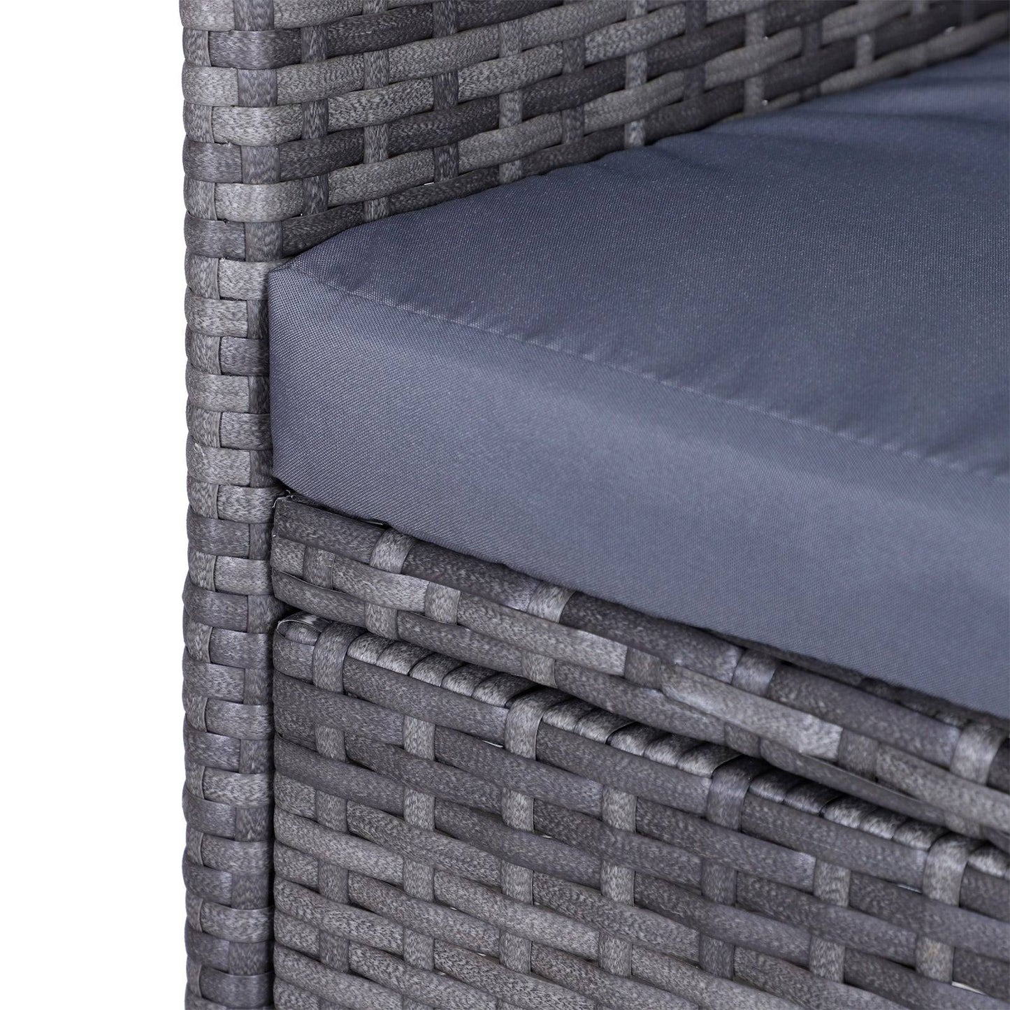 2 Seater PE Rattan Outdoor Garden Bench w/ Centre Table Grey