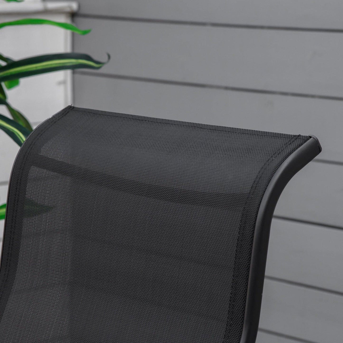 3-Piece Metal Outdoor Gliding Rocking Chair With Tea Table Patio Garden Comfortable Swing Chair Black