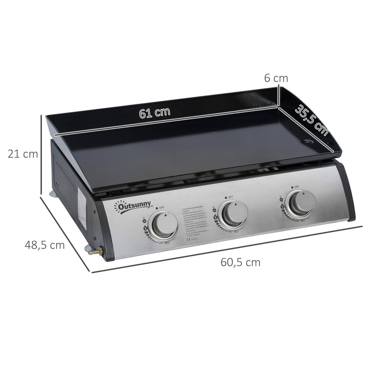 Gas Plancha Grill with 3 Stainless Steel Burner