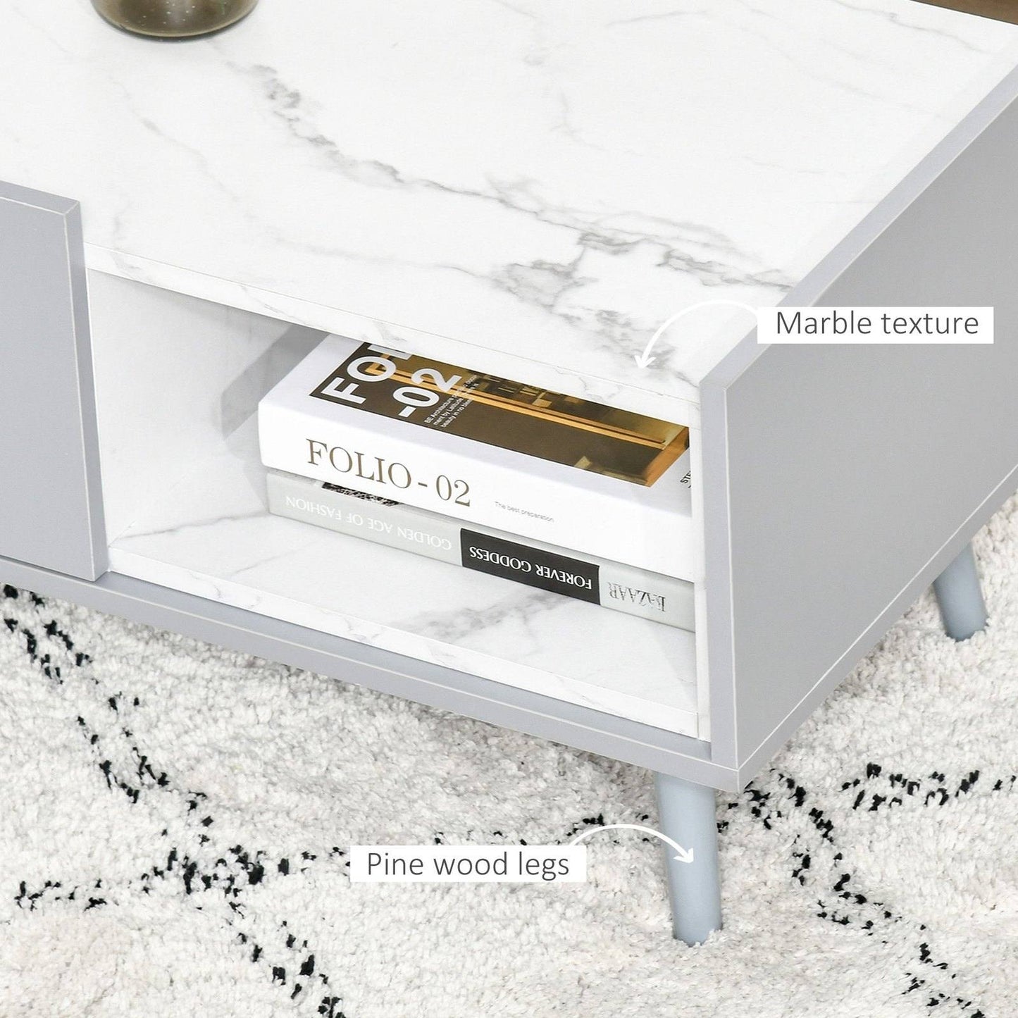 Modern Coffee Table with Marble Effect