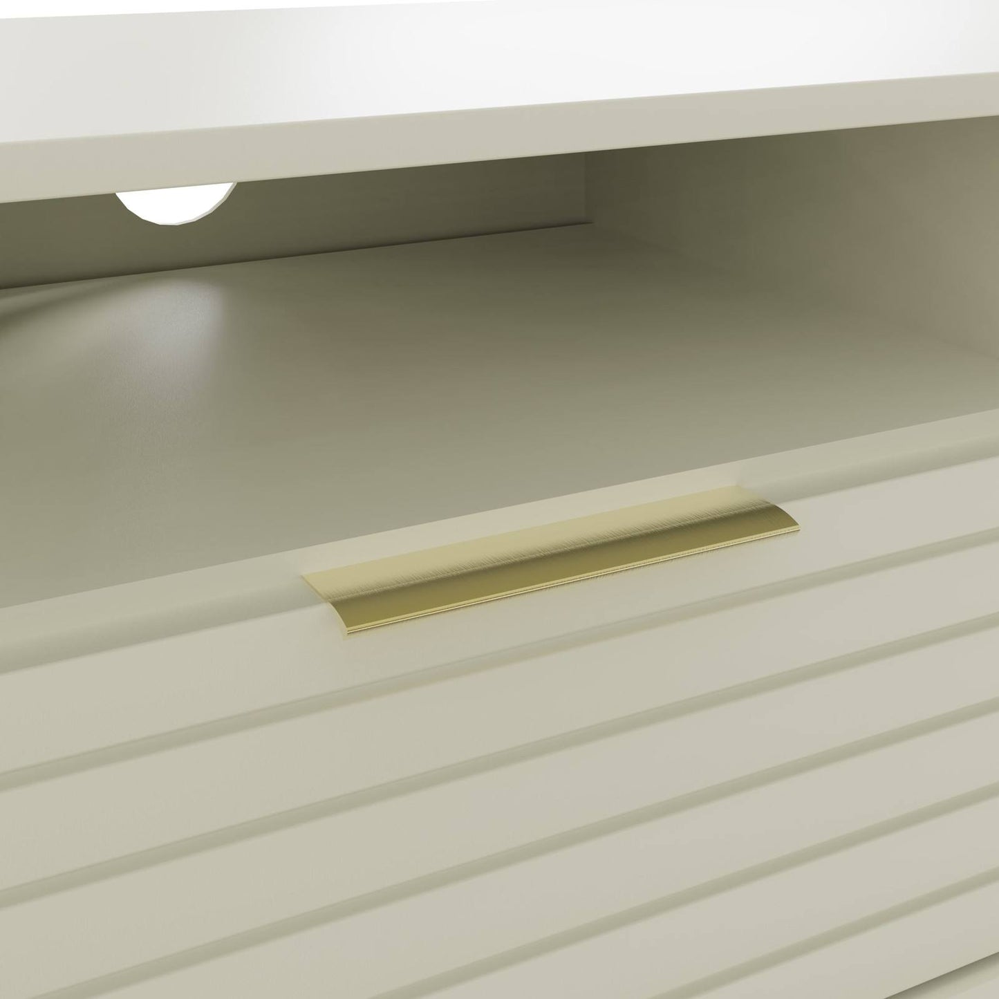 Nervata TV Unit White & Gold 1 Shelf 1 Drawer 2 Doors