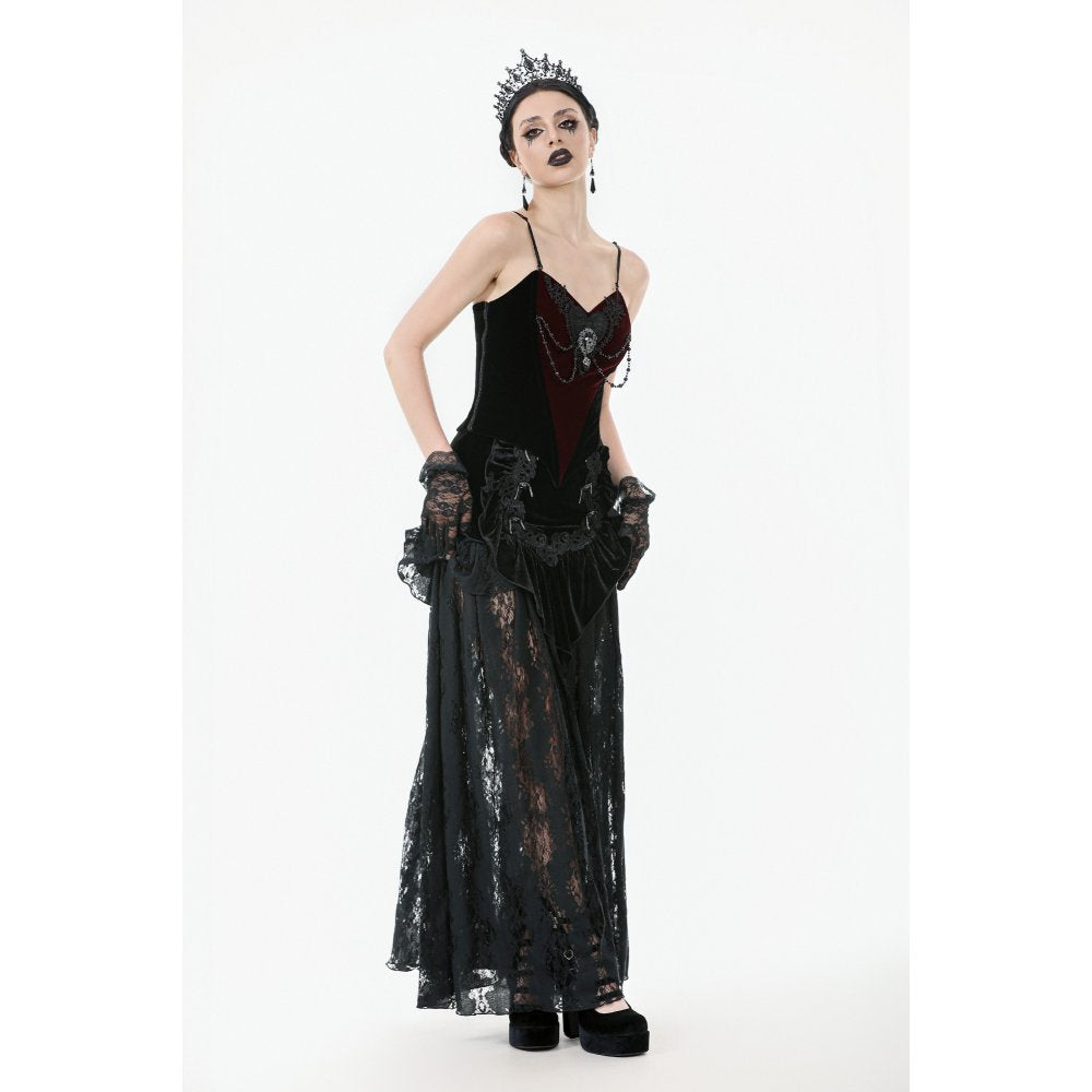 Dark in Love Morrigan Velvet & Lace Chain-Detail Bodysuit