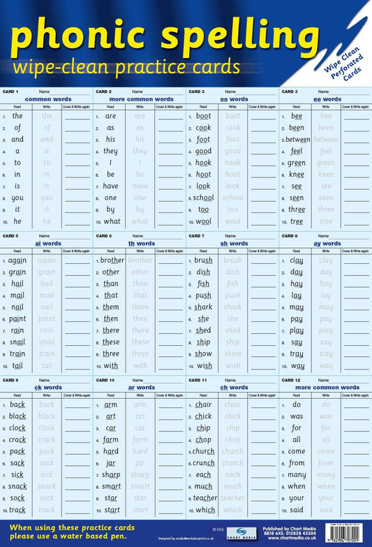 Phonetic Practice Cards Wall Chart 60 x 40 cm