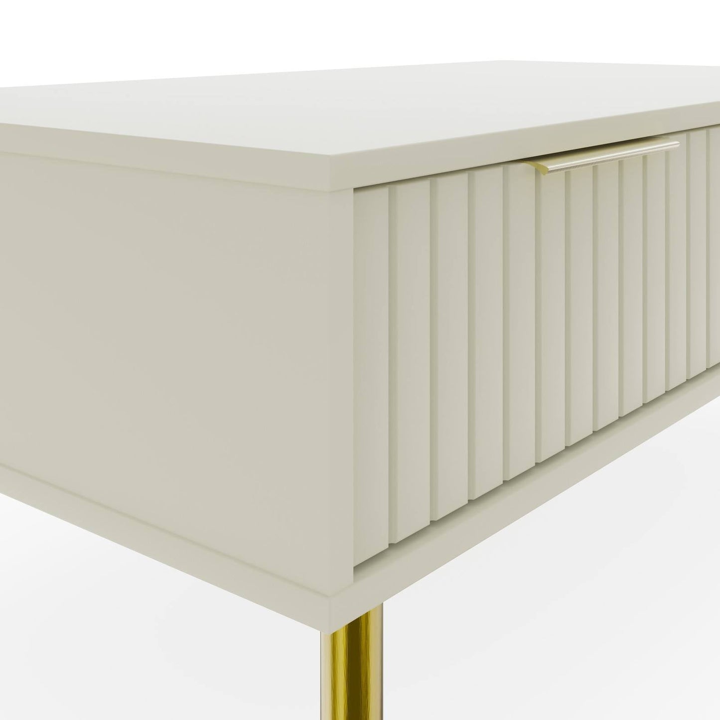 Nervata Coffee Table White & Gold 2 Drawers