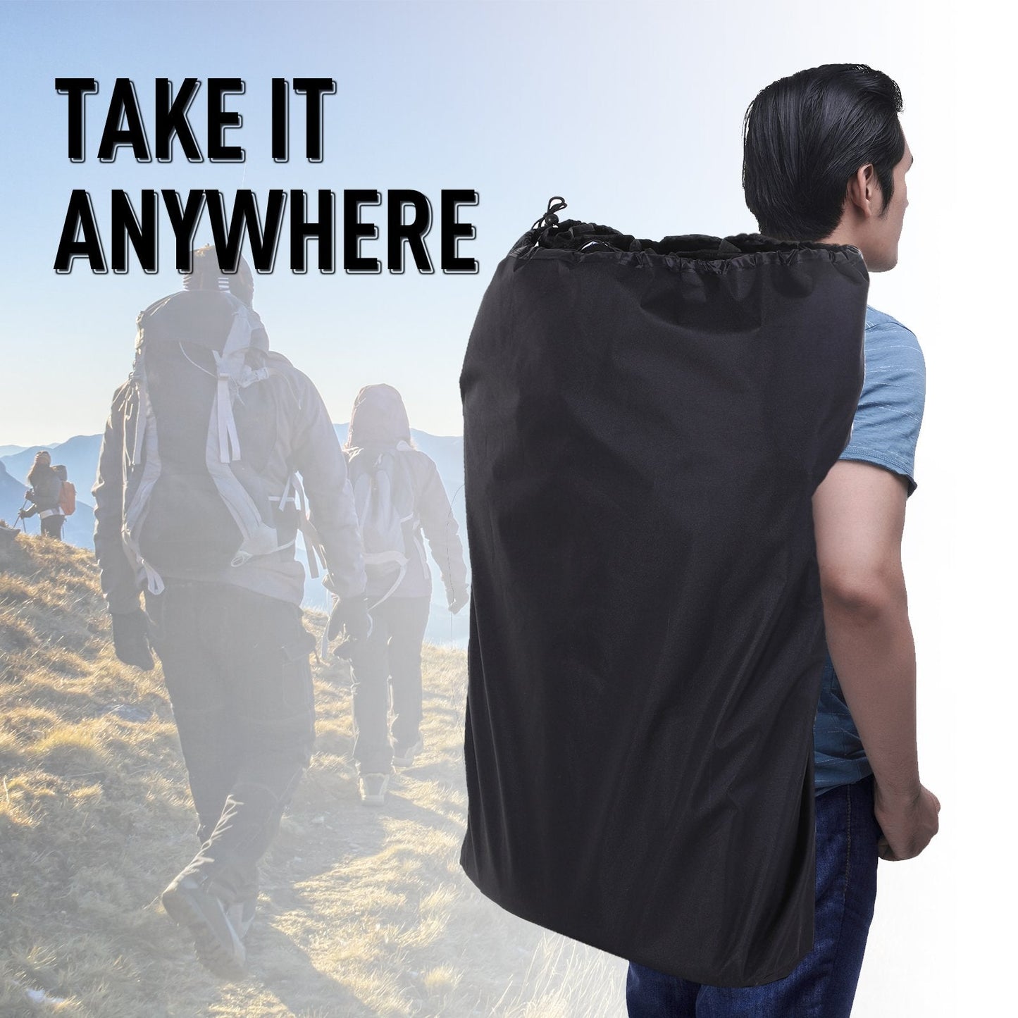 6 Seater Folding Steel Camping Bench With Cooler Bag Black