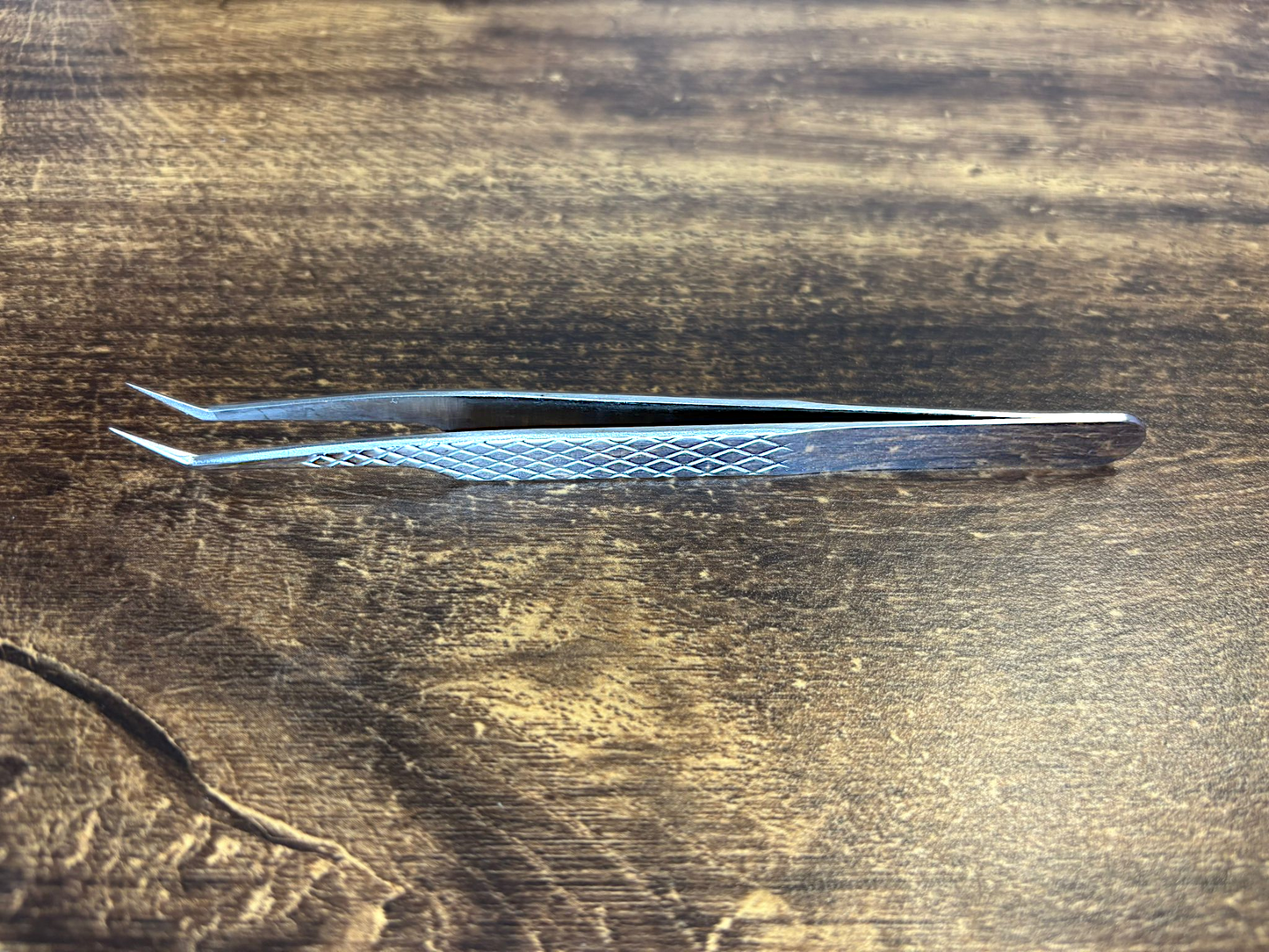 Angled Fibre Grip Volume Tweezers – Ideal for Handmade Fans in silver and now pink!
