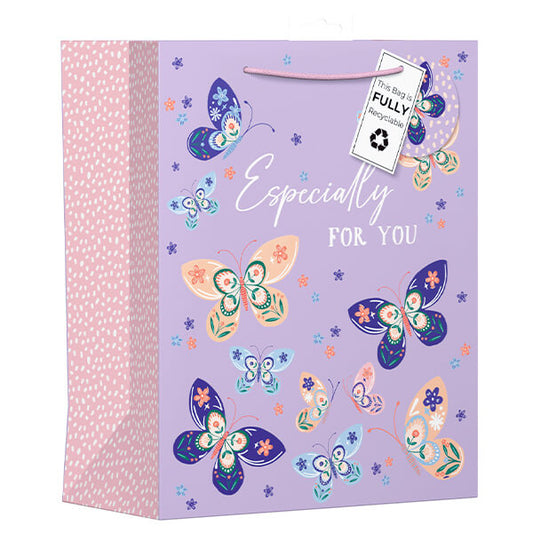 Large Gift Bag with Butterfly Design (W265 x H330 x D140 mm)