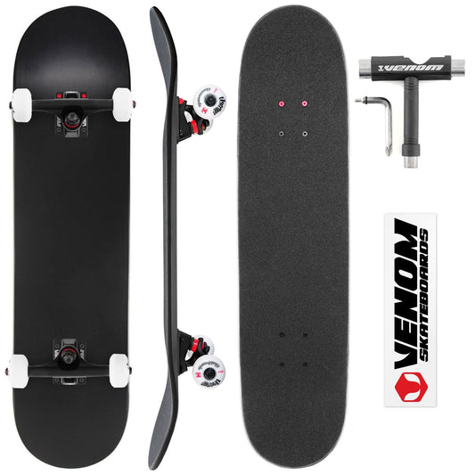 Venom Core Complete Built Skateboard - Matt Black/Black - 8.0"