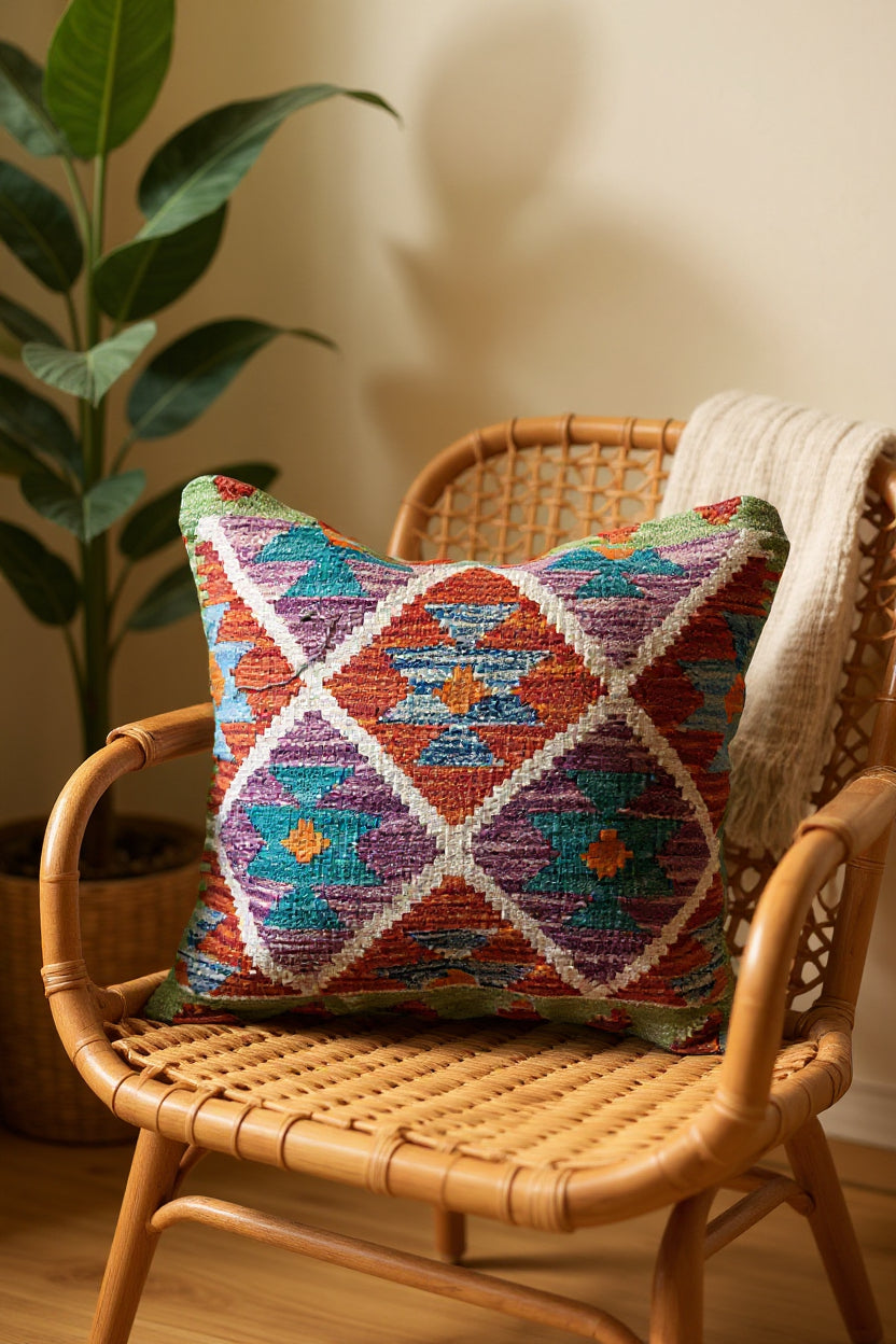 Afghan Kilim Cushion Cover - 50 x 50 cm