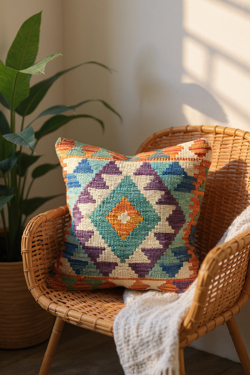 Afghan Kilim Cushion Cover - 45 x 45 cm