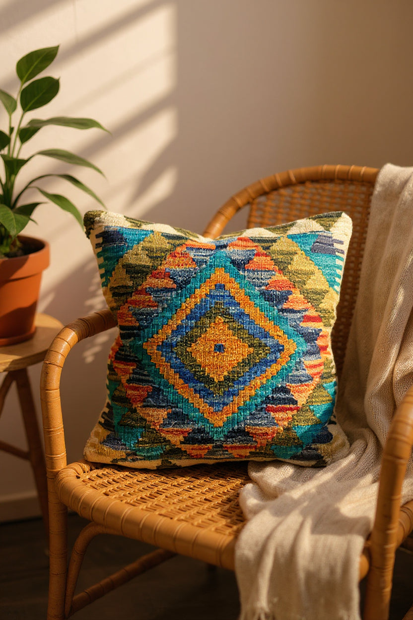 Afghan Kilim Cushion Cover - 45 x 45 cm
