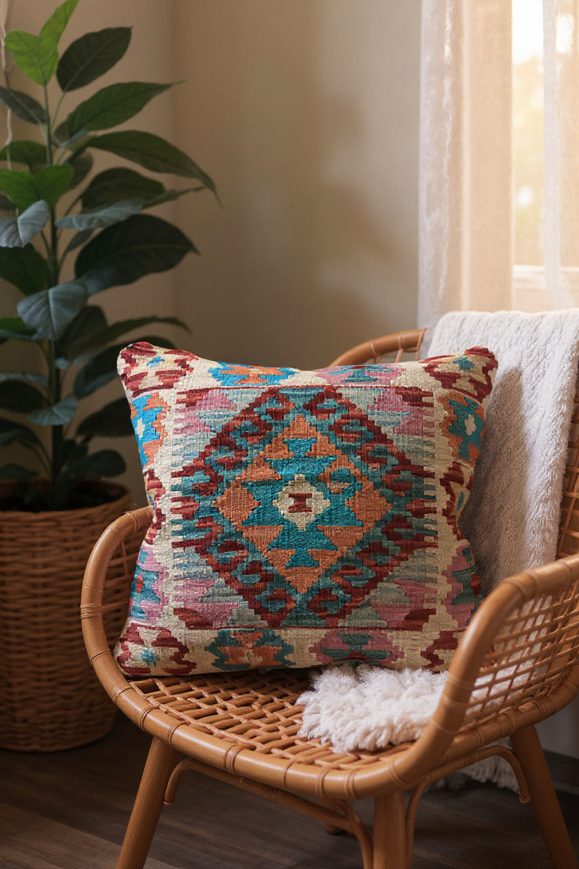 Afghan Kilim Cushion Cover - 45 x 45 cm