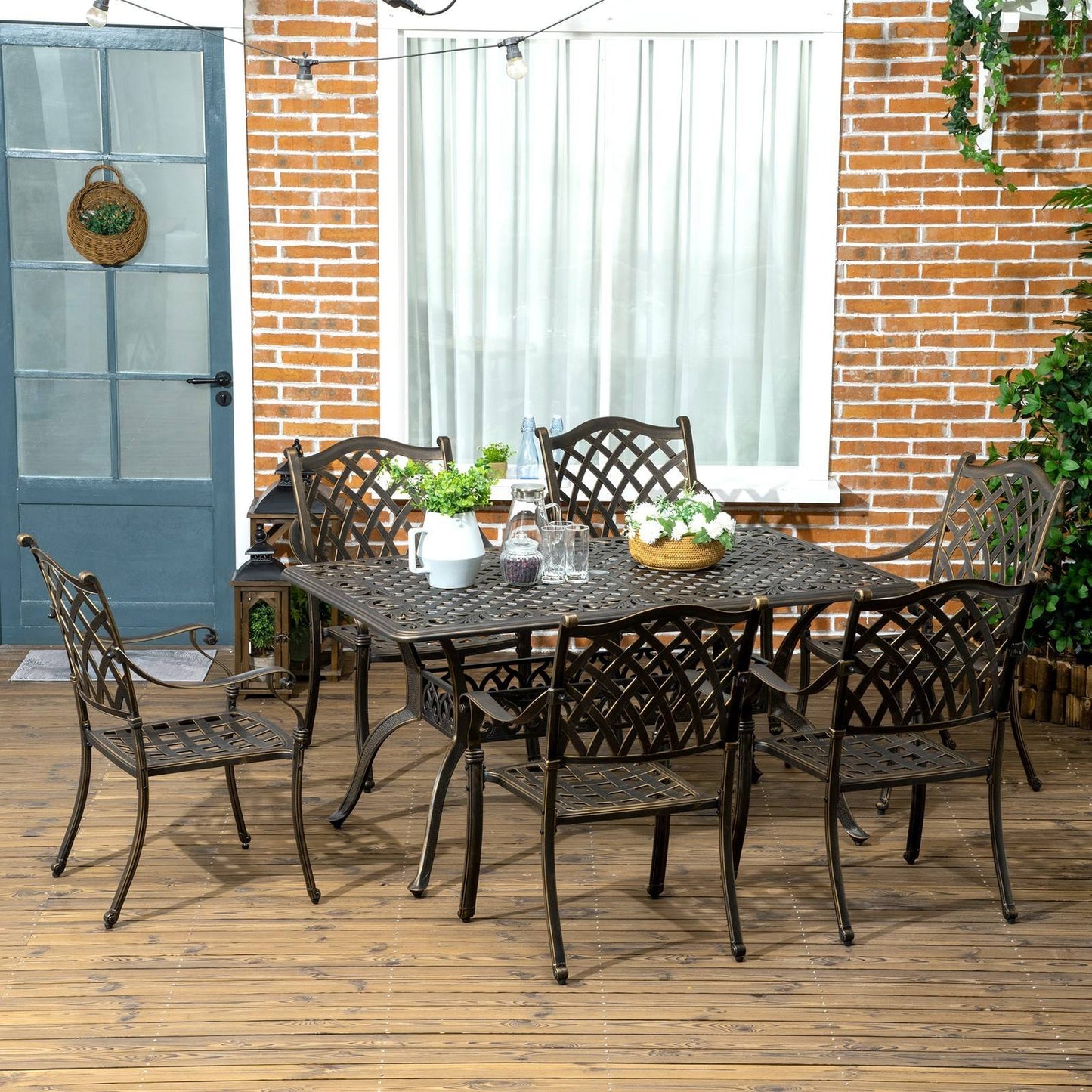 7-Piece Outdoor Patio Dining Set with Umbrella Hole