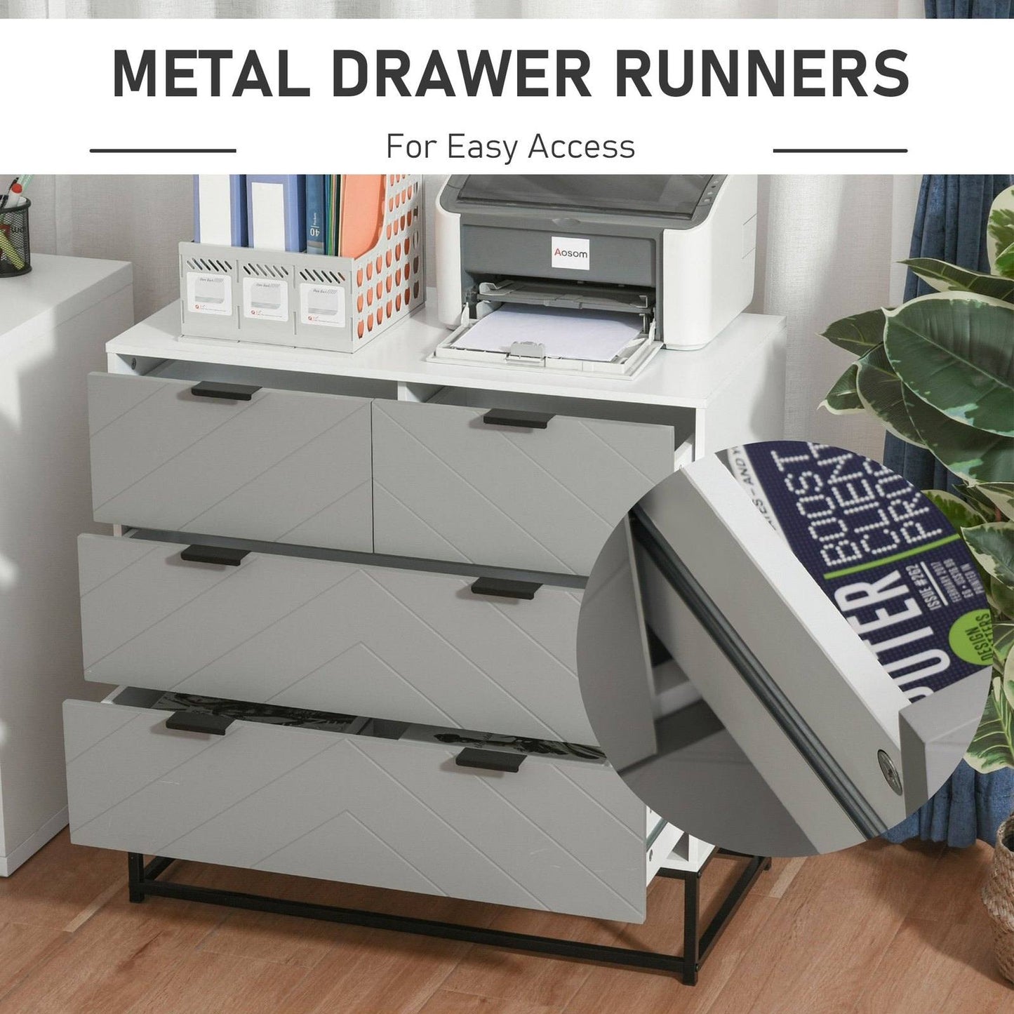 Chest of Drawers with Metal Handles Freestanding Dresser for Bedroom