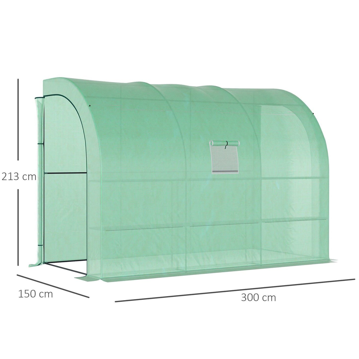Walk-In Lean to Greenhouse with Windows and Zippered Doors