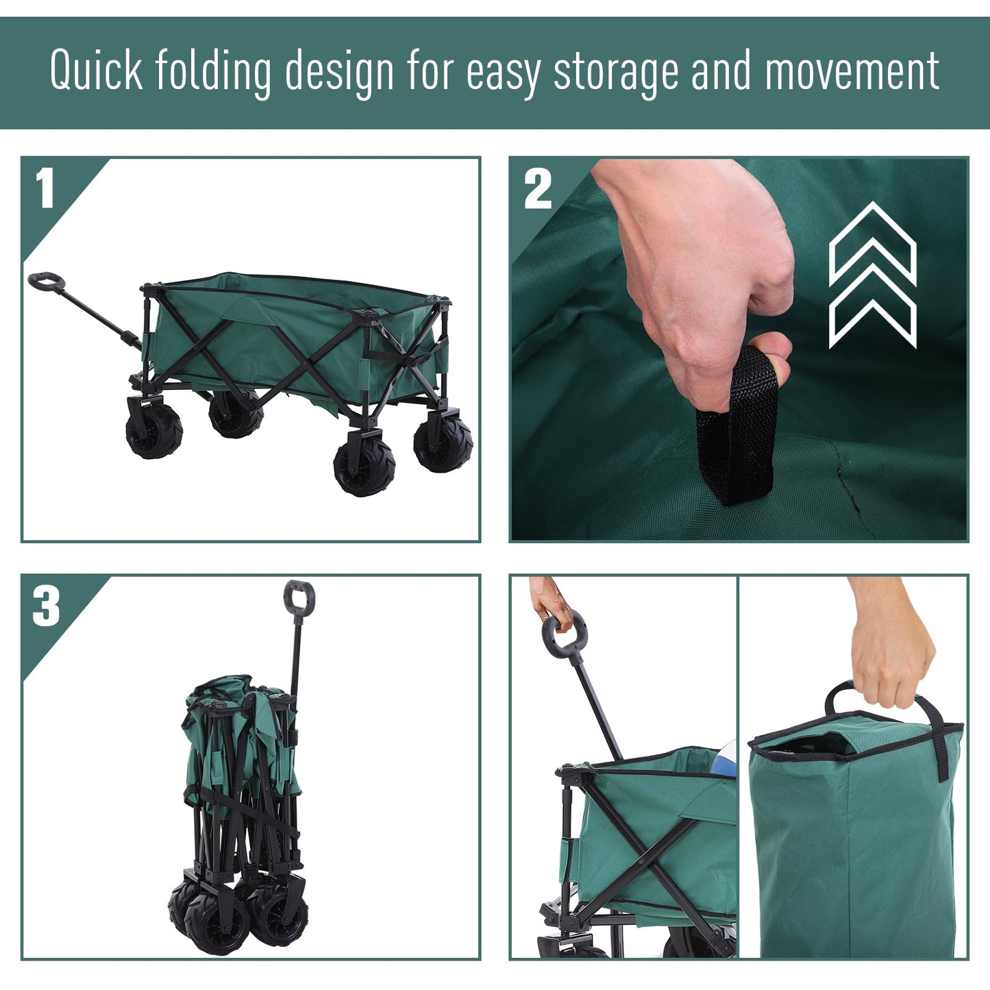 Folding Metal Frame Garden Trolley - Green