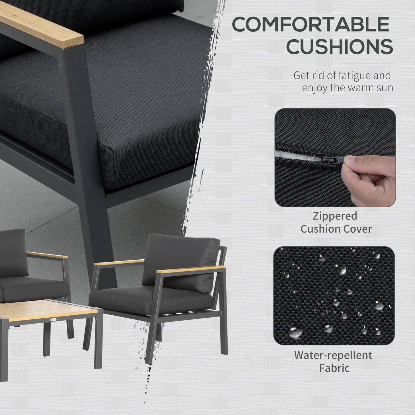 4-Piece Garden Sofa Set with Padded Cushions