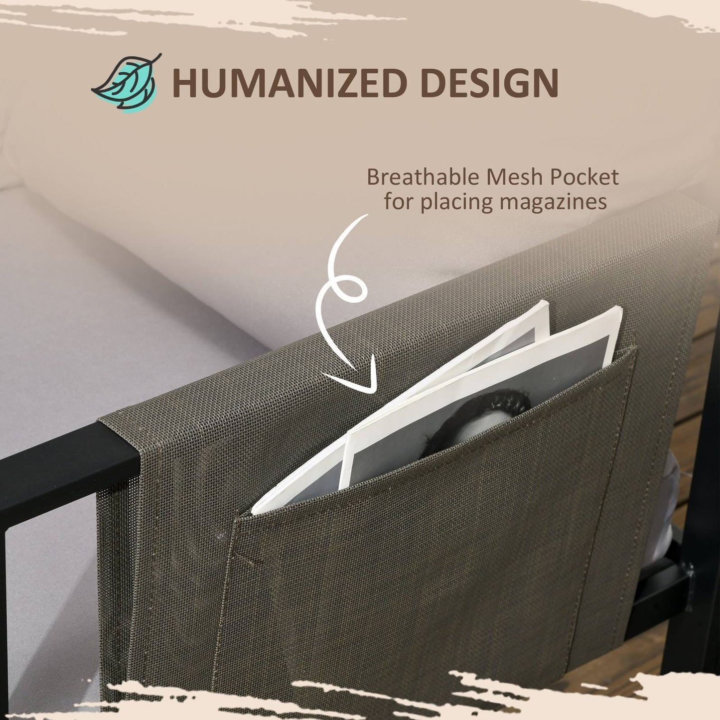 4-Piece Metal Garden Furniture Set with Tempered Glass Coffee Table