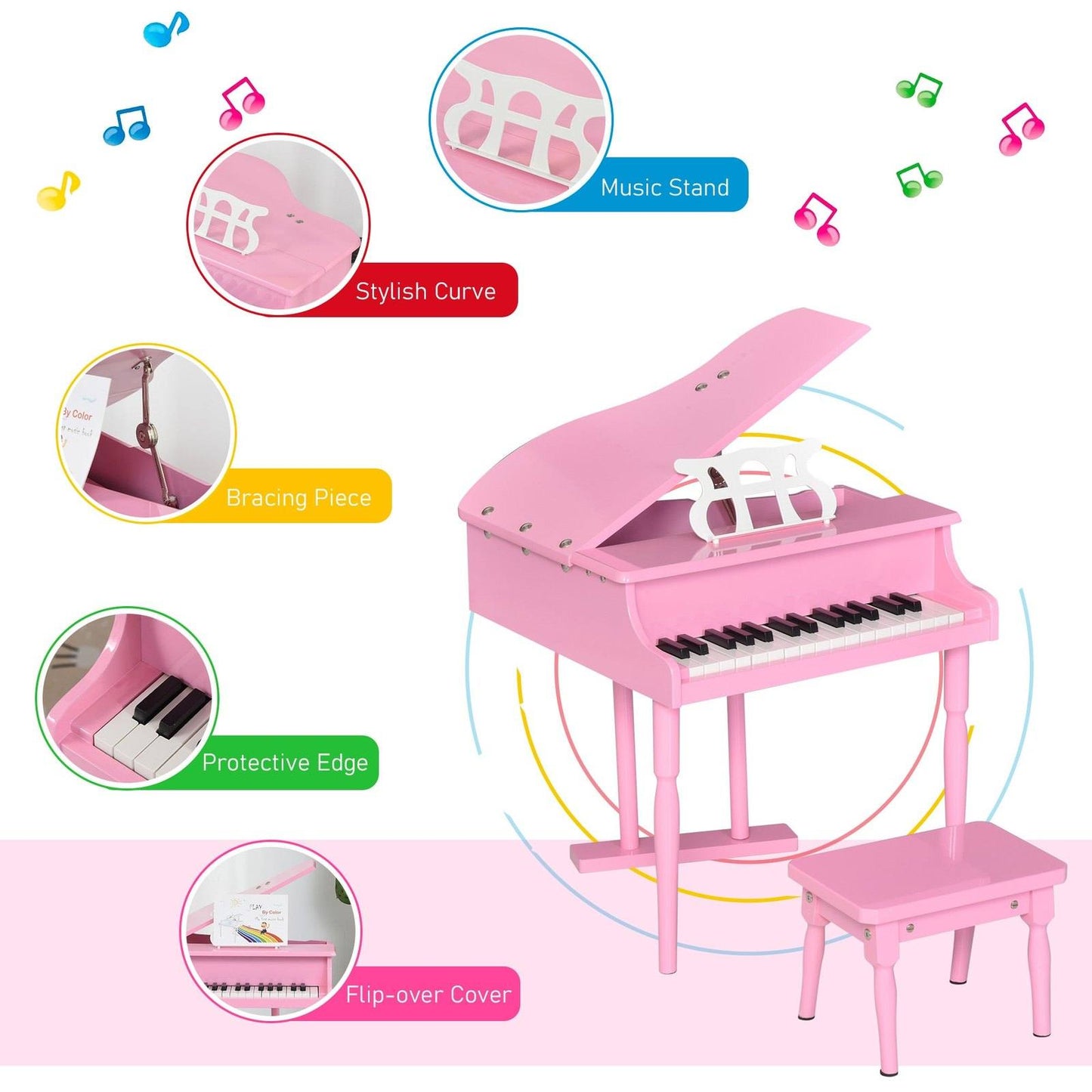 30 Keys Mini Kids Piano For Child With Music Stand And Bench Best Gifts Toy