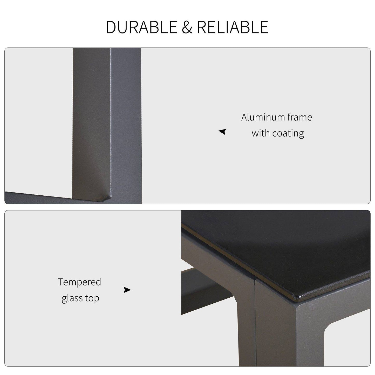 5-Pieces Outdoor Patio Furniture Set with Glass End Table Padded Cushion Grey