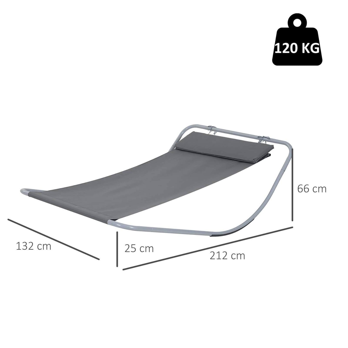 Rocking Swing Relaxing Day Bed Outdoor Single Sun Lounger Hammock - Grey