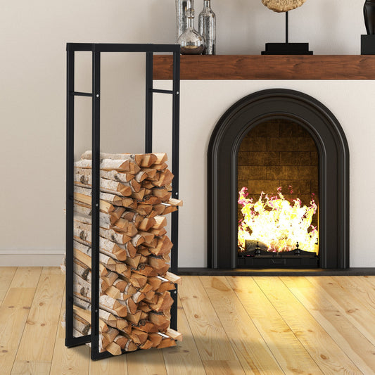 150x40cm Metal Firewood Log Holder Rack Double Tier w/ Balanced Base Side Rails