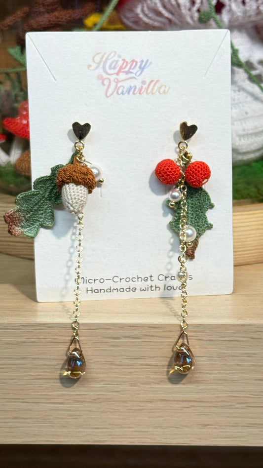 Xmas Earring Danglers Micro-Crochet —Tiny Treasures for Your Ears