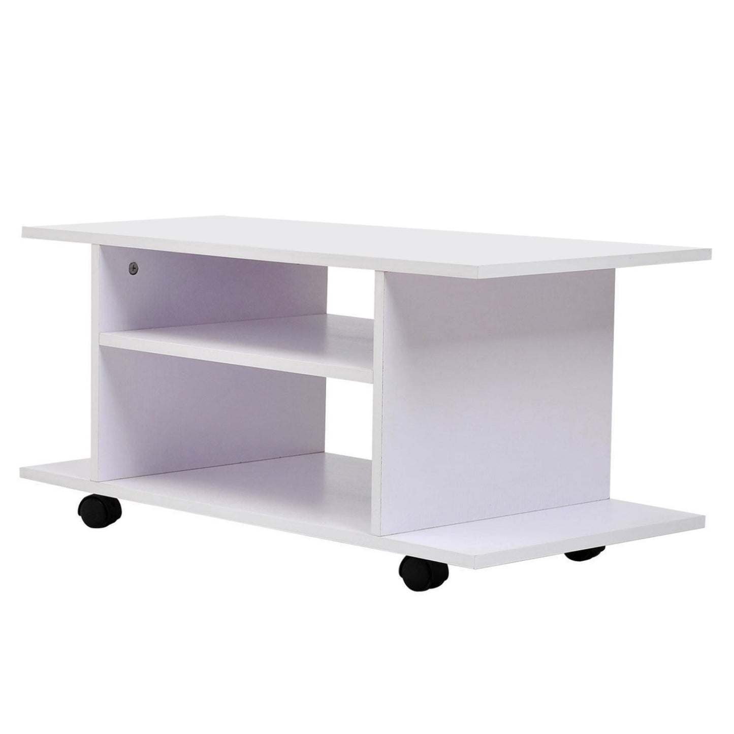 Modern TV Cabinet Stand Storage Shelves Table Mobile Bedroom Furniture Bookshelf Bookcase White New
