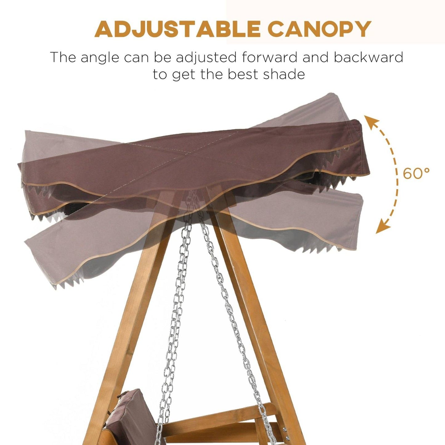 3 Seater Garden Swing Seat Outdoor Swing Chair with Adjustable Canopy