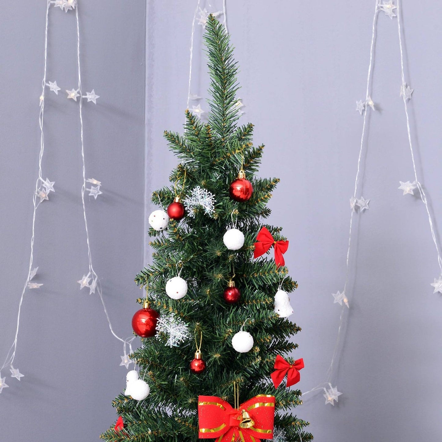 6FT Artificial Pine Pencil Slim Tall Christmas Tree with 390 Branch Tips Xmas Holiday Décor with Stand Green