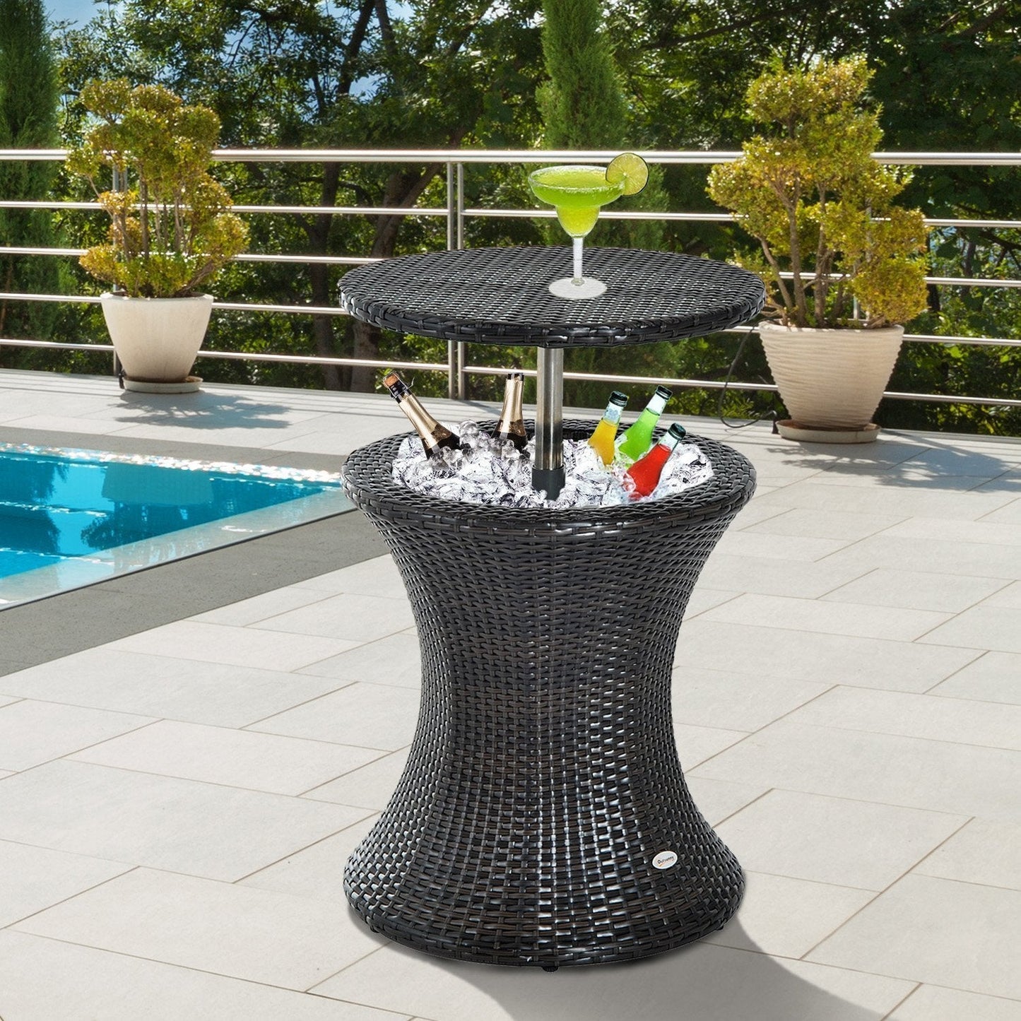 PE Rattan Ice Bucket Table
