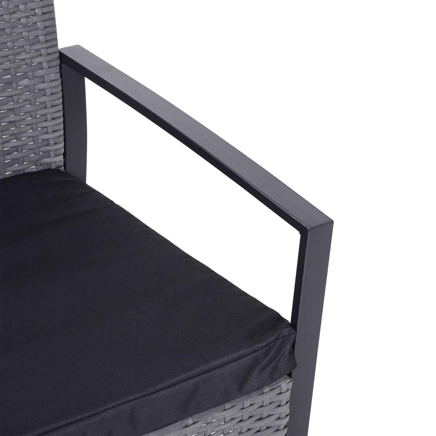 2 Seater Rattan Patio Set W/ Cushions-Grey/Black
