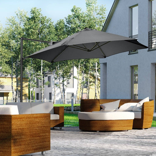 2.5M Garden Cantilever Parasol with 360° Rotation
