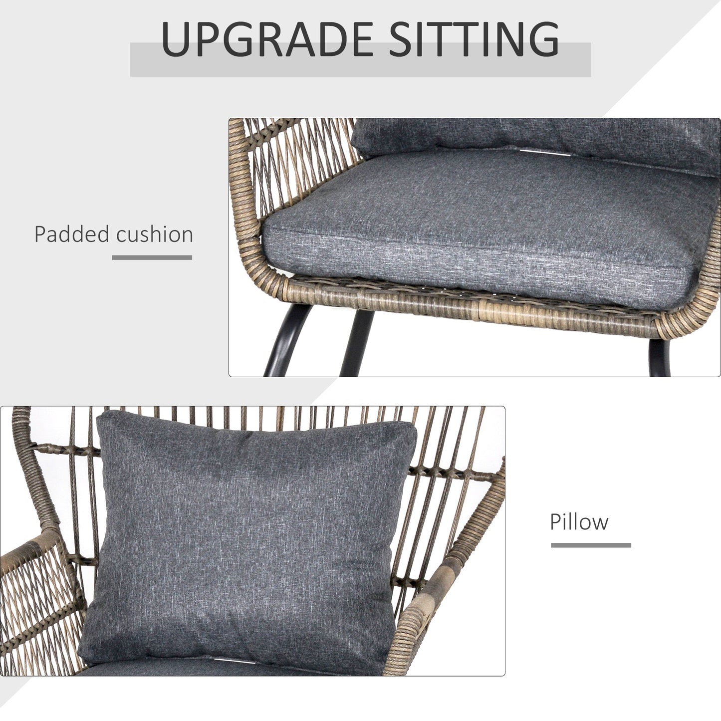 3-Piece Rattan Garden Furniture Set with Cushions