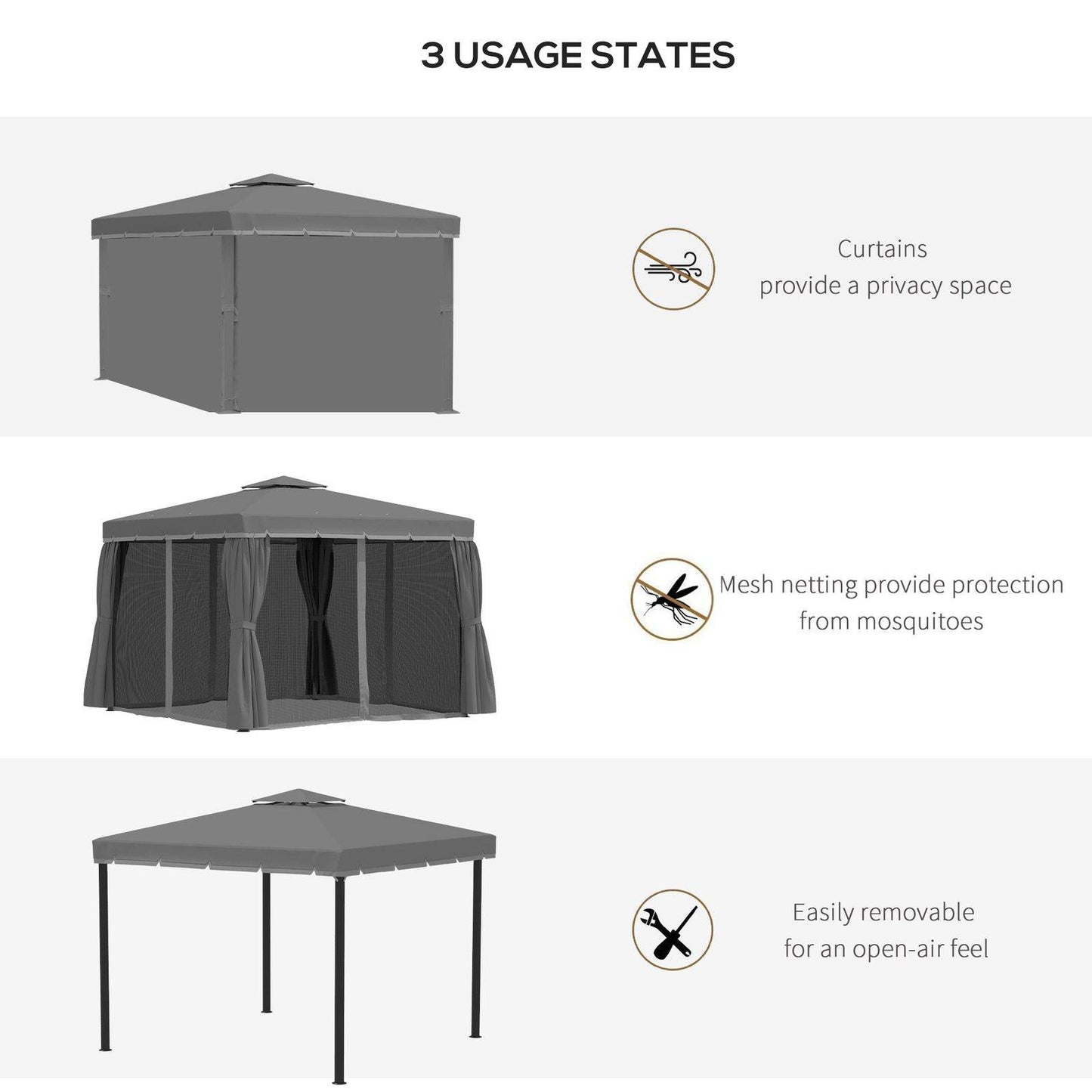 3 x 3M Patio Gazebo Canopy Garden Pavilion Tent Shelter Marquee with 2 Tier Water Repellent Roof
