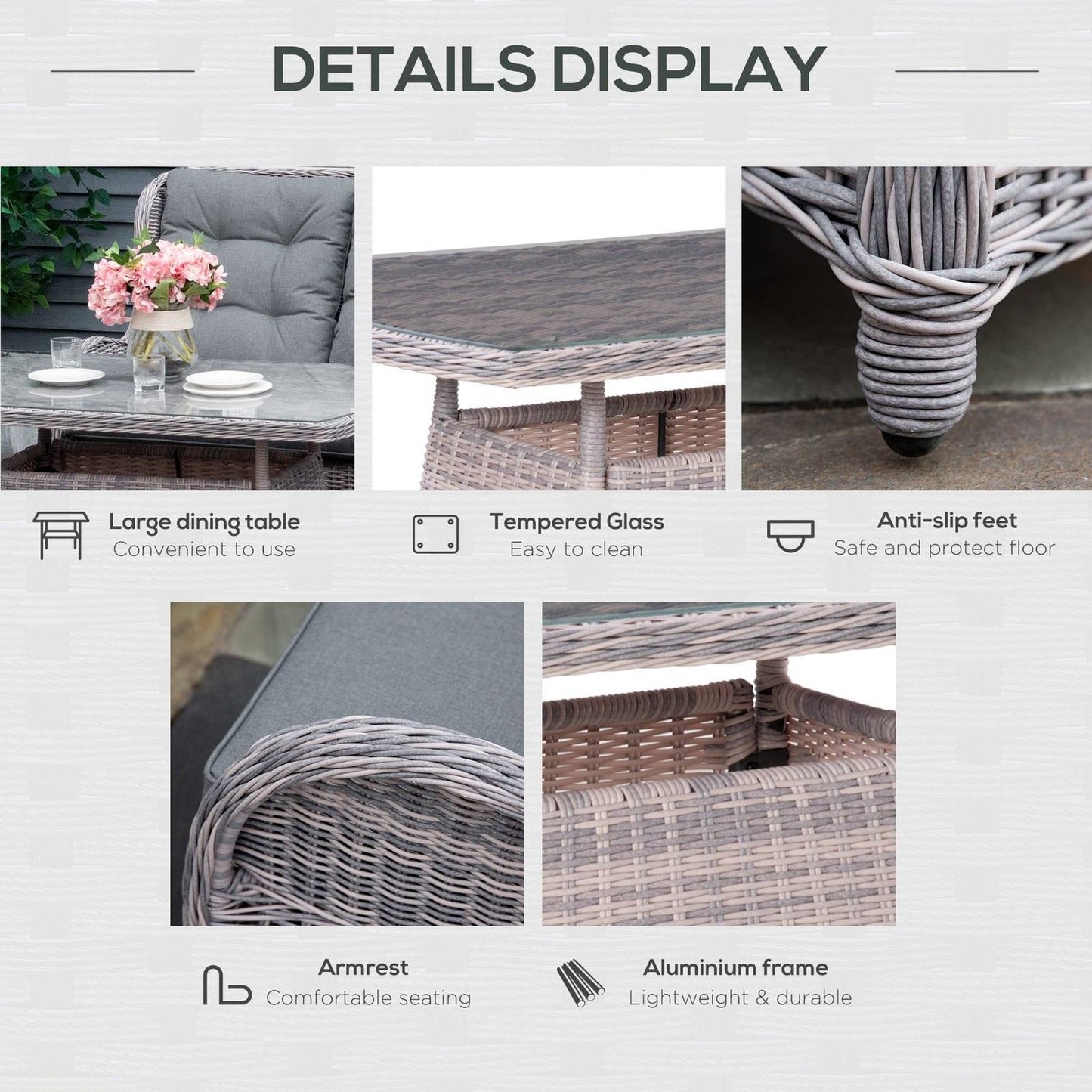 Garden PE Rattan Dining Sofa Set