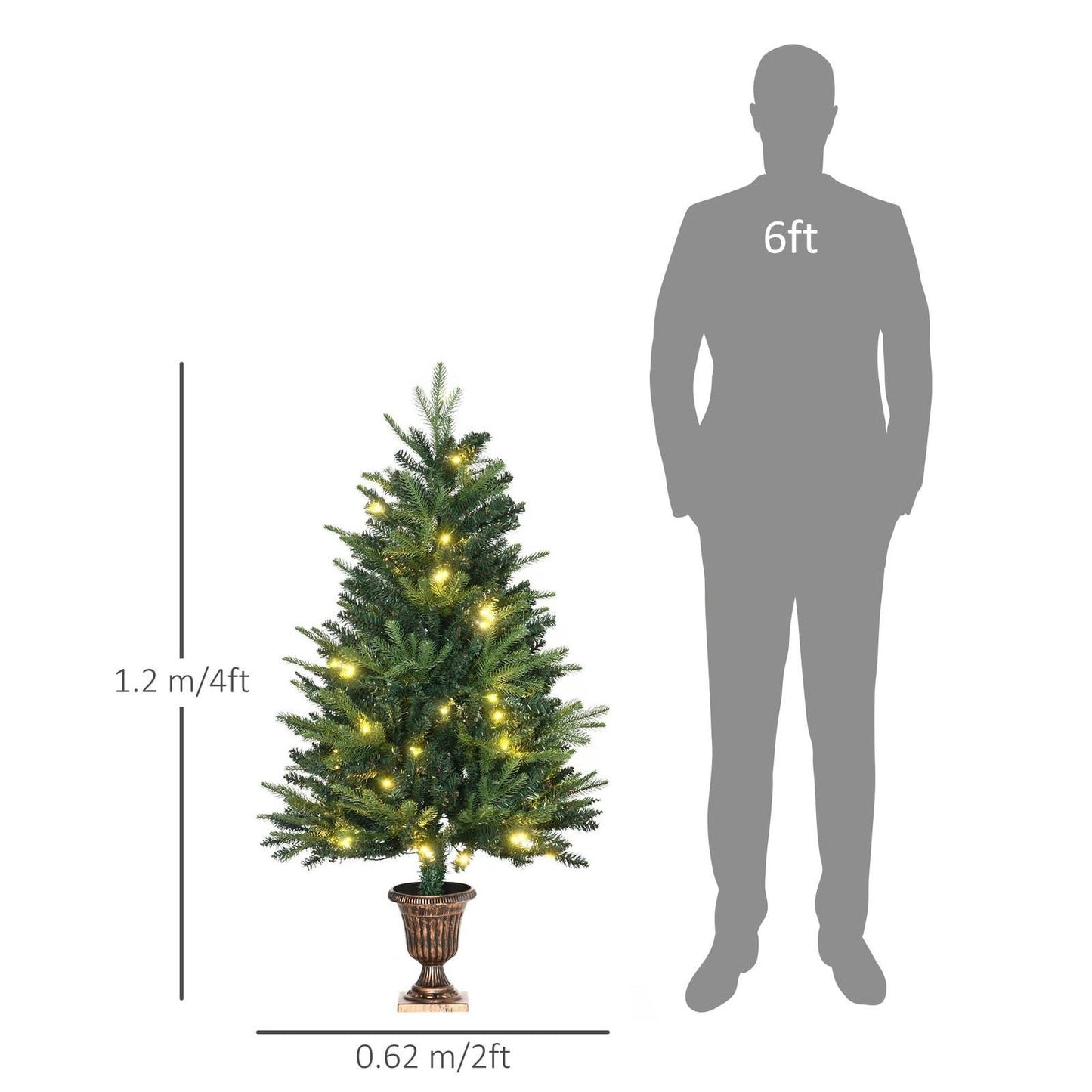 4FT Pre-Lit Artificial Christmas Spruce Tree