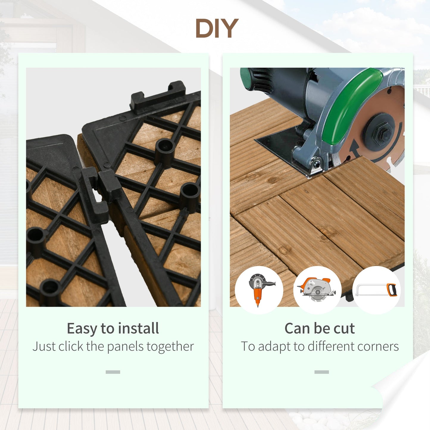 27-Piece Wooden Interlocking Decking Tiles