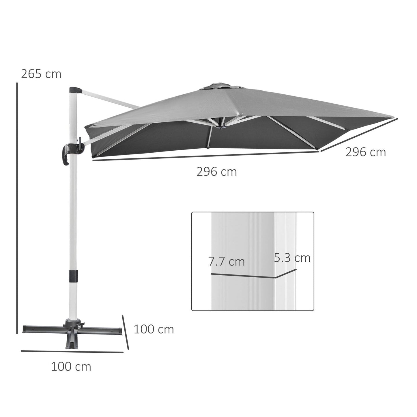 3m Square Cantilever Roma Parasol