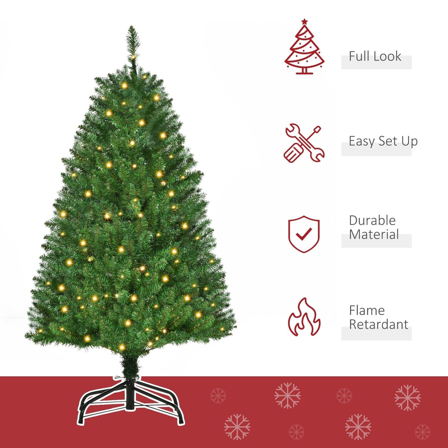 4FT Prelit Artificial Christmas Tree with Warm White LED Light Holiday Home Decoration