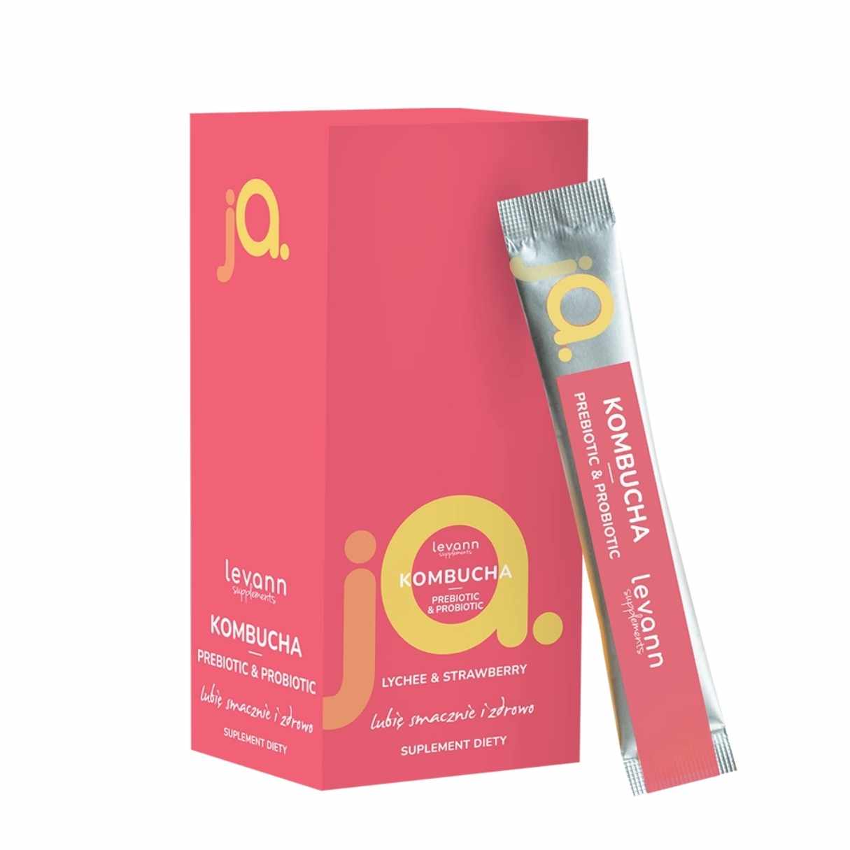 "jA" Kombucha Prebiotic & Probiotic - Lychee & Strawberry 10 sachets