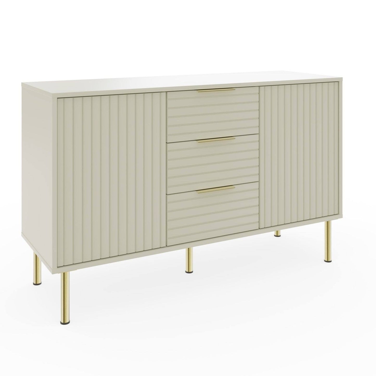 Nervata Large Sideboard White & Gold 2 Doors 4 Shelves 3 Drawers