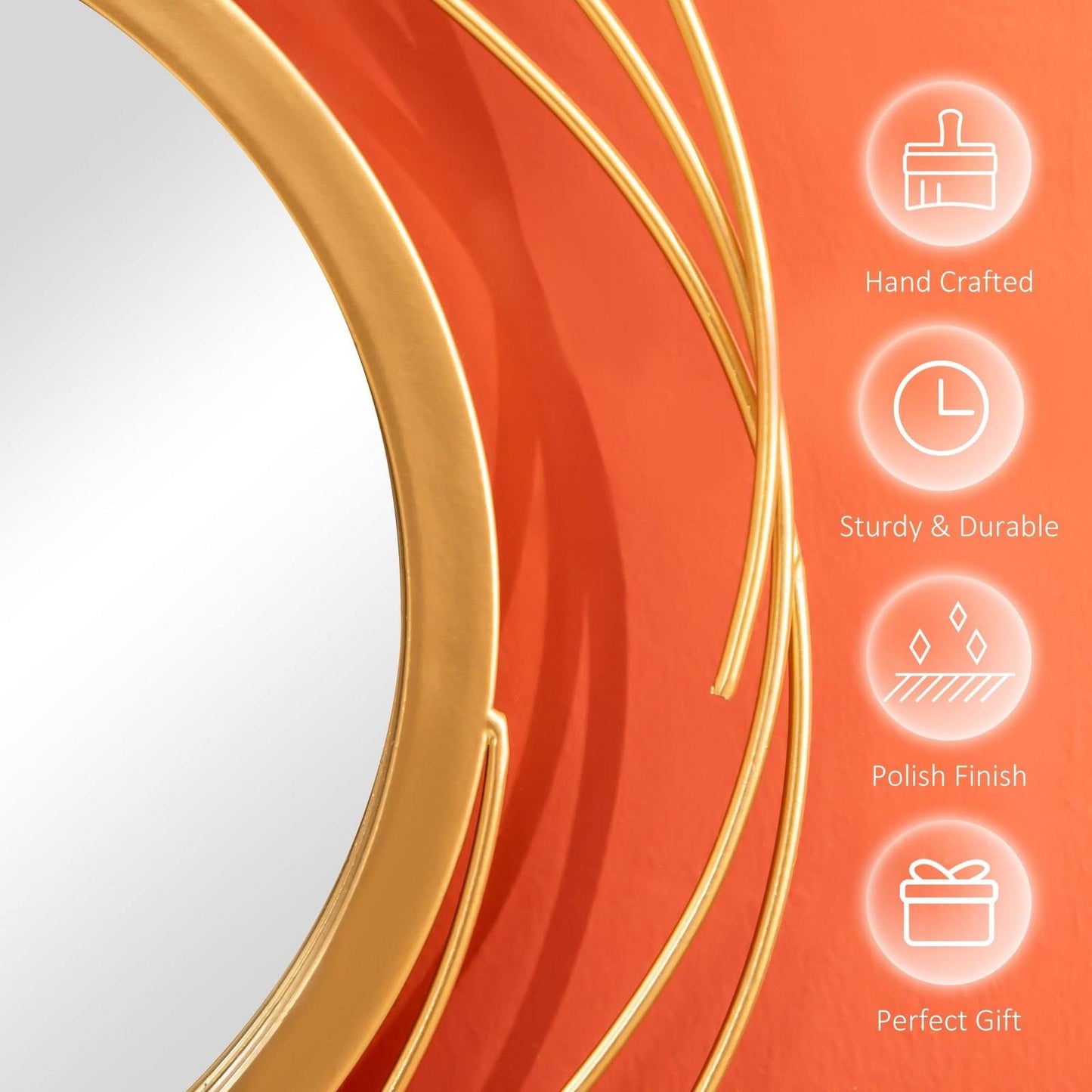 Metal Wall Art Modern Decorative Mirror Decor Hanging Home Wall Sculptures for Living Room Bedroom Dining Room