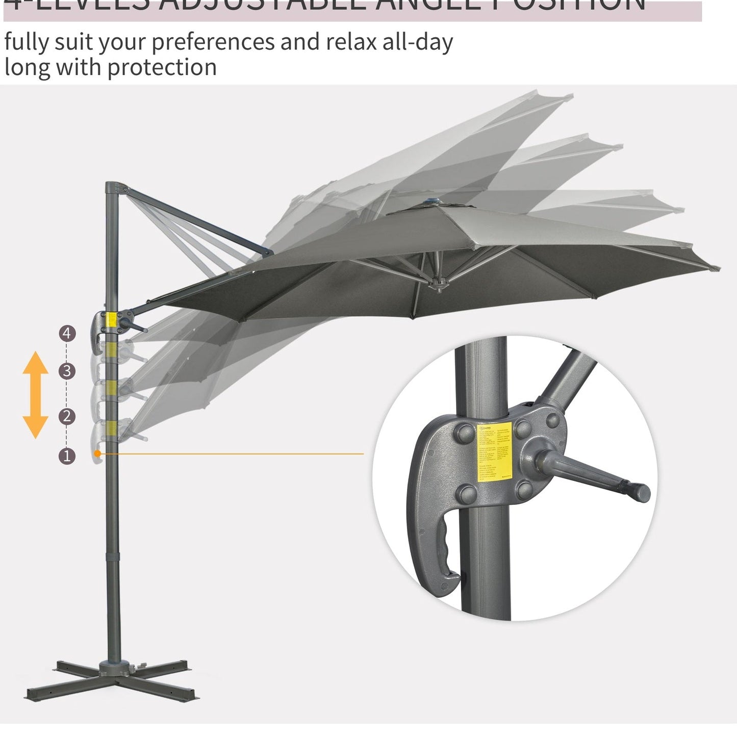 3m 360° Rotating Cantilever Parasol