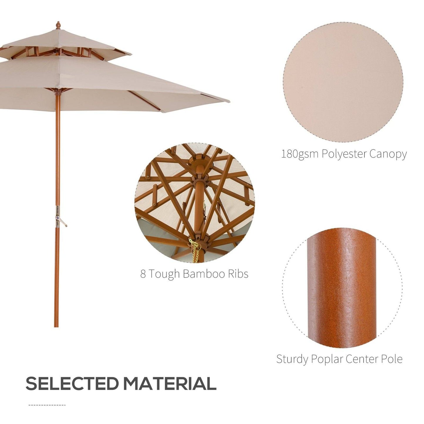 2.7m Patio Double Tier Umbrella Parasol-Beige